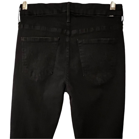 Mother High Waisted Looker Ankle Fray Black Guilty Glitter Racer Stripe Jeans 26 - Picture 11 of 16